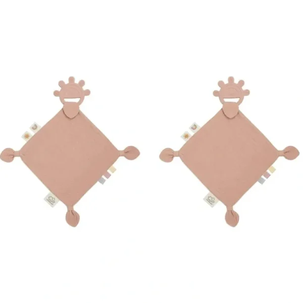 2x Playground Baby Silicone/Cotton Comfort Teether Blanket/Teething 4m+ Rose - cutbabycare.com | baby boutique & care hub