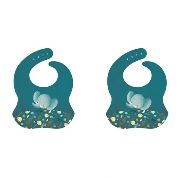 2x Sassi Silicone Bib Chewy The Elephant Baby/Childrens Tableware Cutlery 6m+ - cutbabycare.com | baby boutique & care hub
