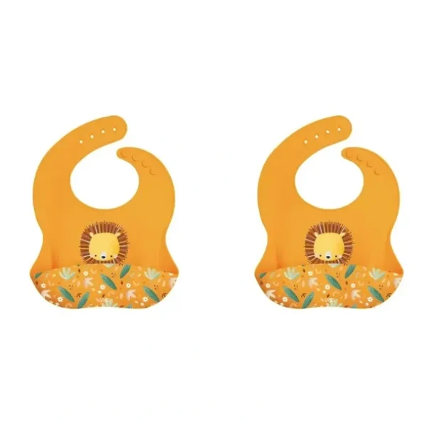 2x Sassi Silicone Bib Chompy The Lion Baby/Childrens Tableware Cutlery 6m+ - cutbabycare.com | baby boutique & care hub
