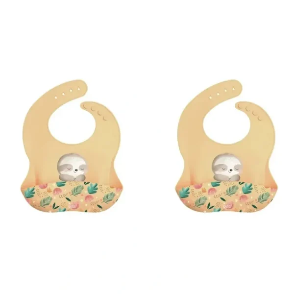 2x Sassi Silicone Bib Gnawy The Sloth Baby/Childrens Tableware Cutlery 6m+ - cutbabycare.com | baby boutique & care hub