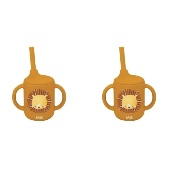 2x Sassi Silicone Sippy Cup Set Chompy The Lion Baby/Childrens Cutlery 6m+ - cutbabycare.com | baby boutique & care hub