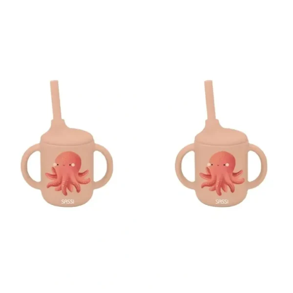 2x Sassi Silicone Sippy Cup Set Slurpy The Octopus Baby/Childrens Cutlery 6m+ - cutbabycare.com | baby boutique & care hub