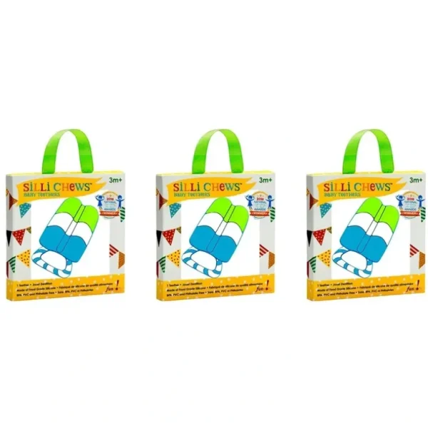 3x Silli Chews Green Popsicle Silicone Teether Baby/Infant Sensory Chew Toy 3m+ - cutbabycare.com | baby boutique & care hub