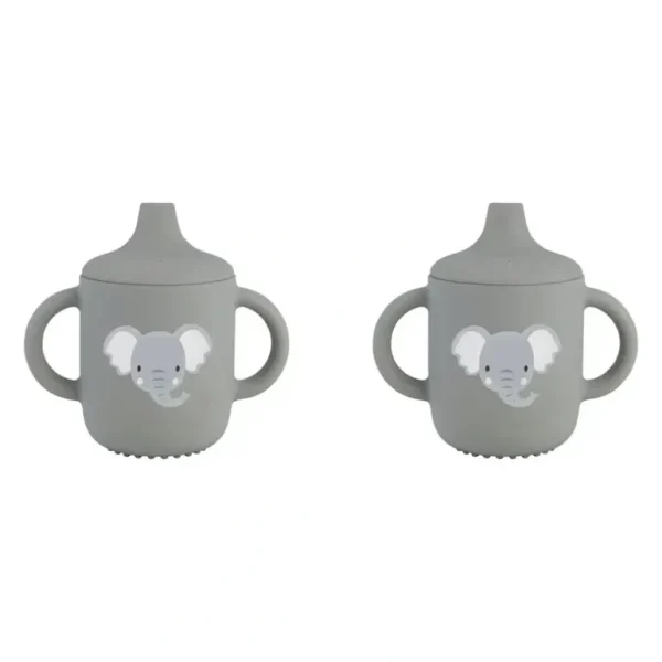 2x Splosh Baby Elephant Silicone Sippy Cup w/ Handles Drinkware 12cm Grey 0+ - cutbabycare.com | baby boutique & care hub