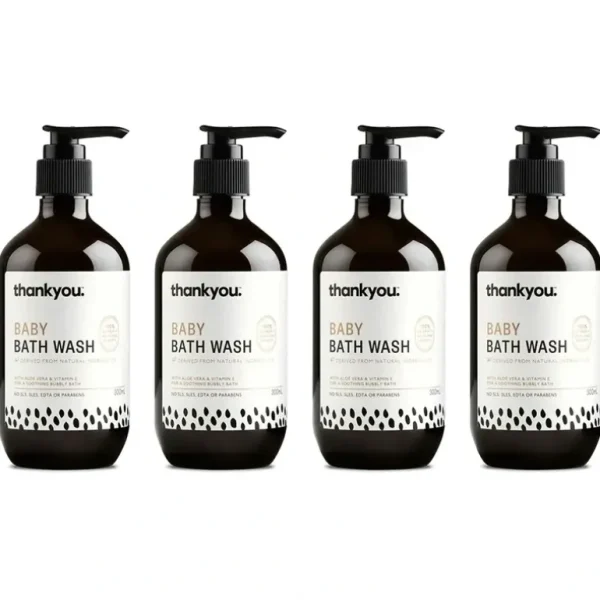 4x Thank You Aloe/Vitamin E Baby Bath Gentle Cleansing Wash Liquid Bottle 300ml - cutbabycare.com | baby boutique & care hub