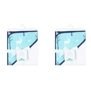 2x The Peanutshell 76cm Cotton Hooded Bath/Pool Baby Drying Towel Teal Woodland - cutbabycare.com | baby boutique & care hub