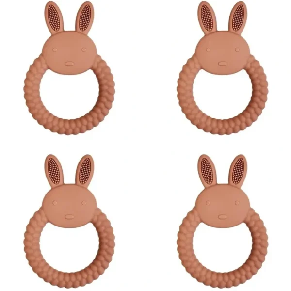 4x Urban Bunny 11cm Silicone Teether Ring Baby Teething Chew Toy Round Pink - cutbabycare.com | baby boutique & care hub