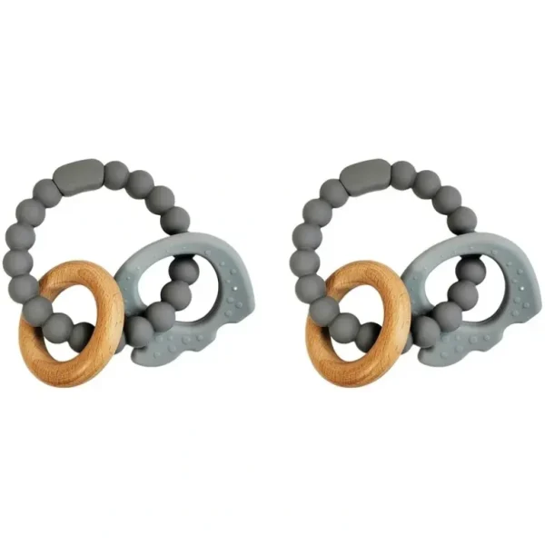 2x Urban Elephant 14cm Silicone Teether Ring Baby/Infant Chew Toy Blue & Natural - cutbabycare.com | baby boutique & care hub