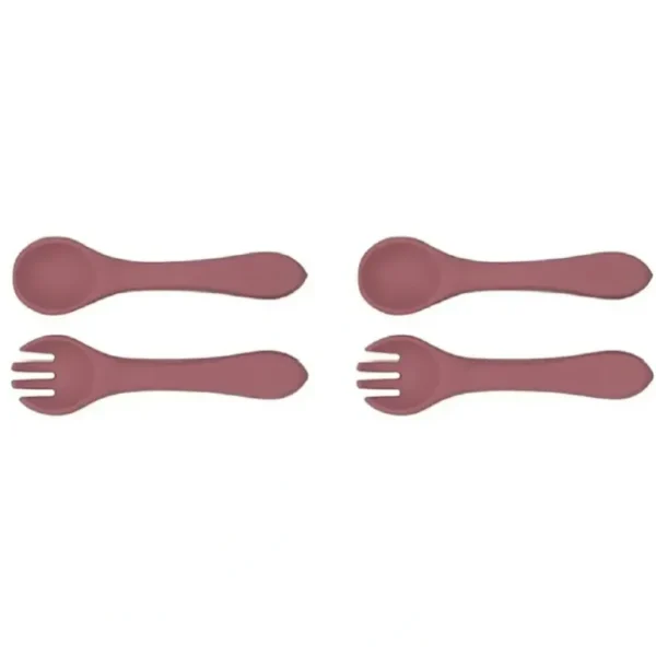 2x Urban Products 13.5cm Silicone My First Cutlery Spoon/Fork Kids Pink 6M+ - cutbabycare.com | baby boutique & care hub