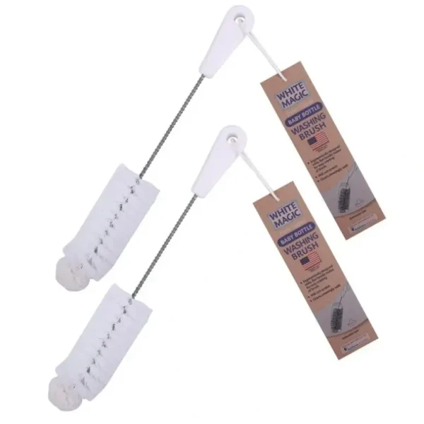 2x White Magic 34cm Soft Foam Tipped Washing Brush Cleaner For Baby Bottle White - cutbabycare.com | baby boutique & care hub