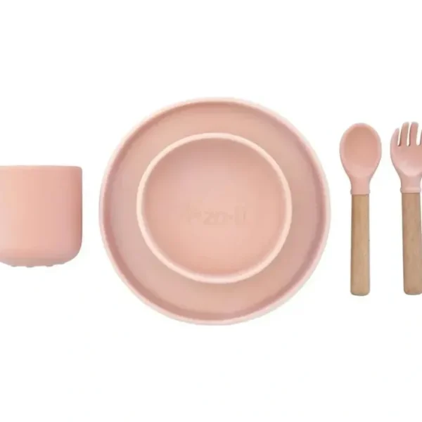 Best Zoli - 5Pk Silicone Kids Dishware Set, Rose Pink - cutbabycare.com | baby boutique & care hub Shop All