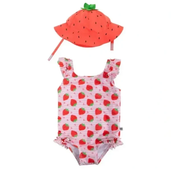 Cheap Zoocchini - Baby Ruffled Swimsuit & Sun Hat Set, Strawberry, 6-12M - cutbabycare.com | baby boutique & care hub Shop All