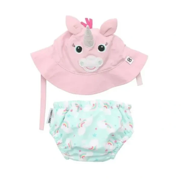 New Zoocchini - Baby Swim Diaper & Sun Hat Set, Allie The Alicorn - cutbabycare.com | baby boutique & care hub Shop All
