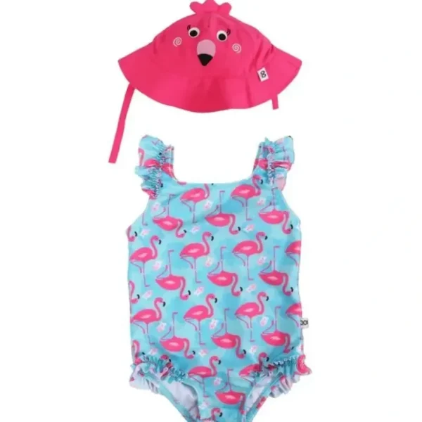 Clearance Zoocchini - 2Pk Baby Ruffled Swimsuit & Sun Hat Set, Flamingo - cutbabycare.com | baby boutique & care hub Shop All