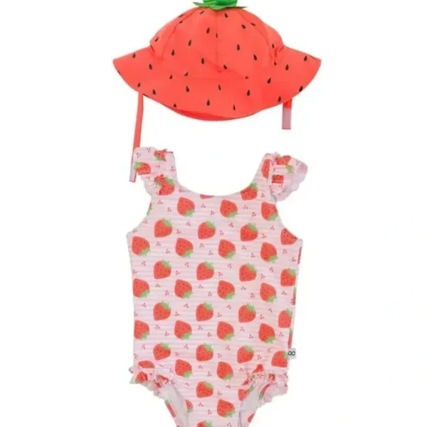Clearance Zoocchini - 2Pk Baby Ruffled Swimsuit & Sun Hat Set, Strawberry - cutbabycare.com | baby boutique & care hub Shop All