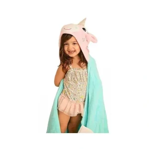 Best Sale Zoocchini Kids Plush Terry Hooded Bath Towel Allie the Alicorn, Pink/Green - cutbabycare.com | baby boutique & care hub Bath Potty