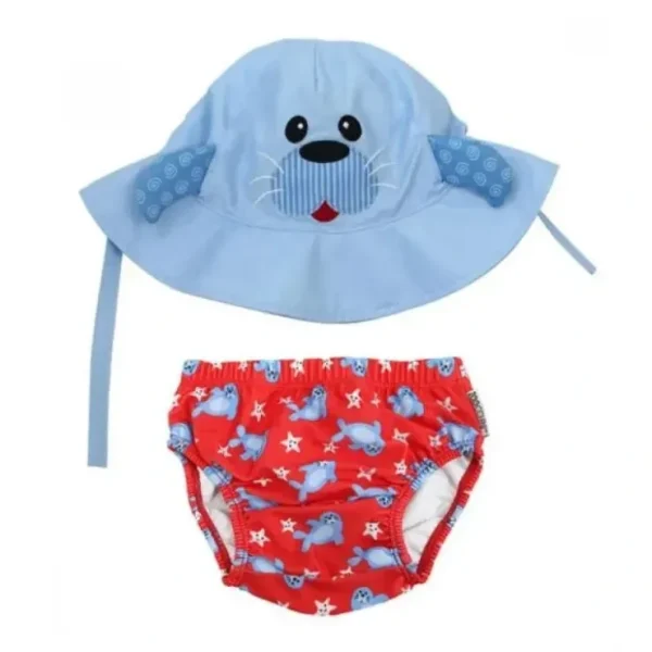 Flash Sale Zoochini - Baby Boy Swim Diaper & Sun Hat Set, Sunny The Seal - cutbabycare.com | baby boutique & care hub Shop All