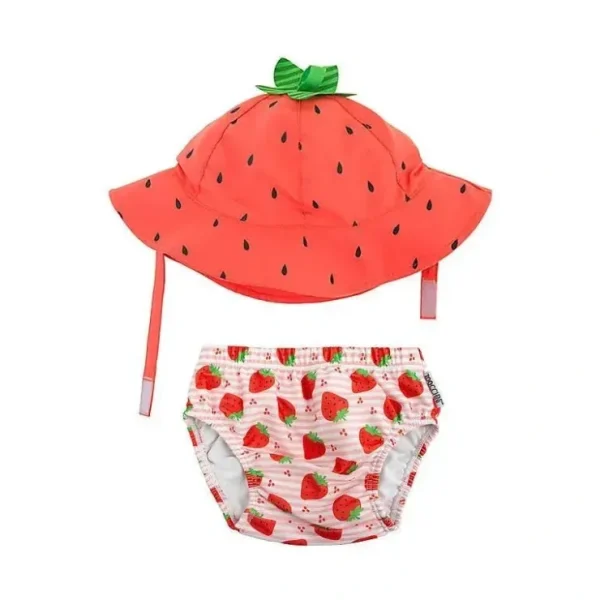 Cheap Zoochini - Baby Girl Swim Diaper & Sun Hat Set, Strawberry - cutbabycare.com | baby boutique & care hub Shop All